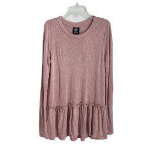 Bobeau Mauve Knit Long Sleeve Babydoll Tunic Top NWT